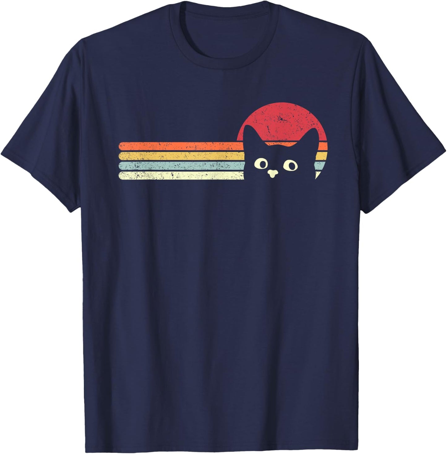 Cat Shirt. Retro Style T-Shirt - T-Shirt | Navy