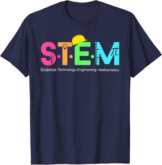 STEM Science Technology Engineering Math Teacher Gift T-Shirt - T-Shirt | Navy
