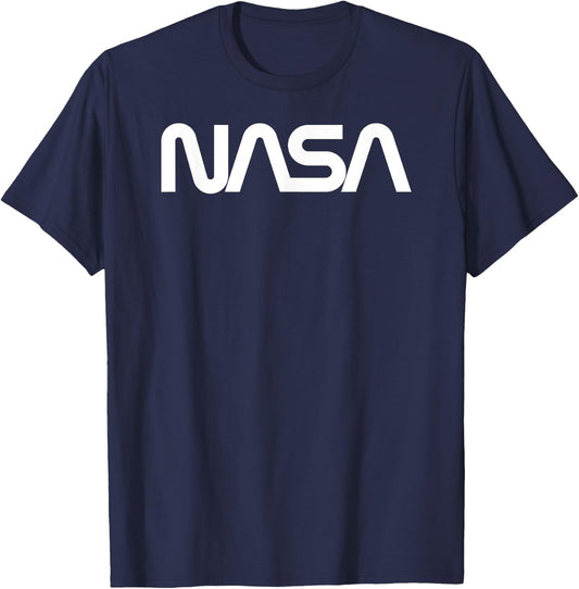 NASA Worm Logo White Vintage Space Exploration T-Shirt - T-Shirt | Navy