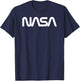 NASA Worm Logo White Vintage Space Exploration T-Shirt - T-Shirt | Navy