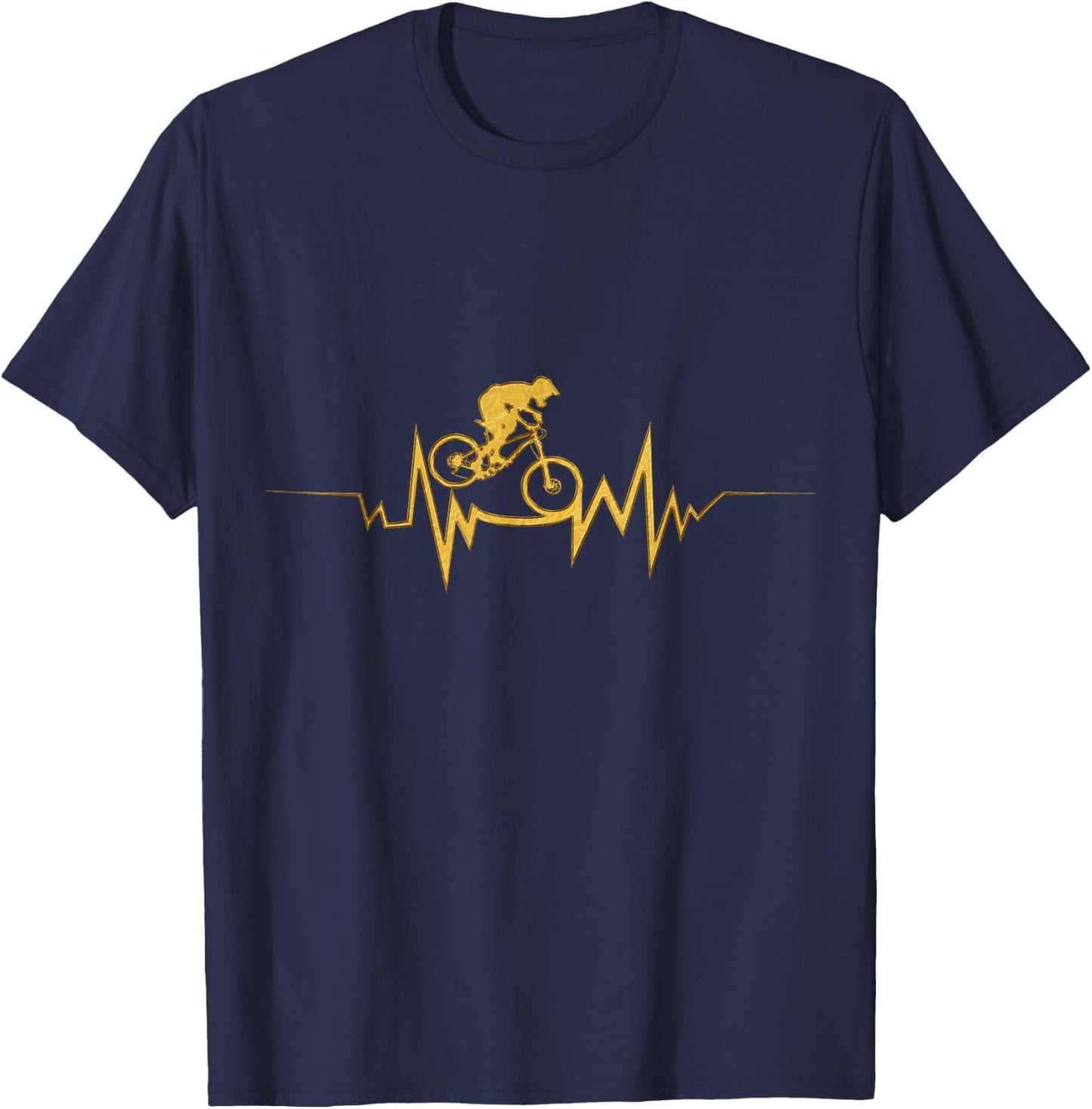 Mountain Bike Heartbeat Cool Quote For Bike fans T-Shirt - T-Shirt | Navy