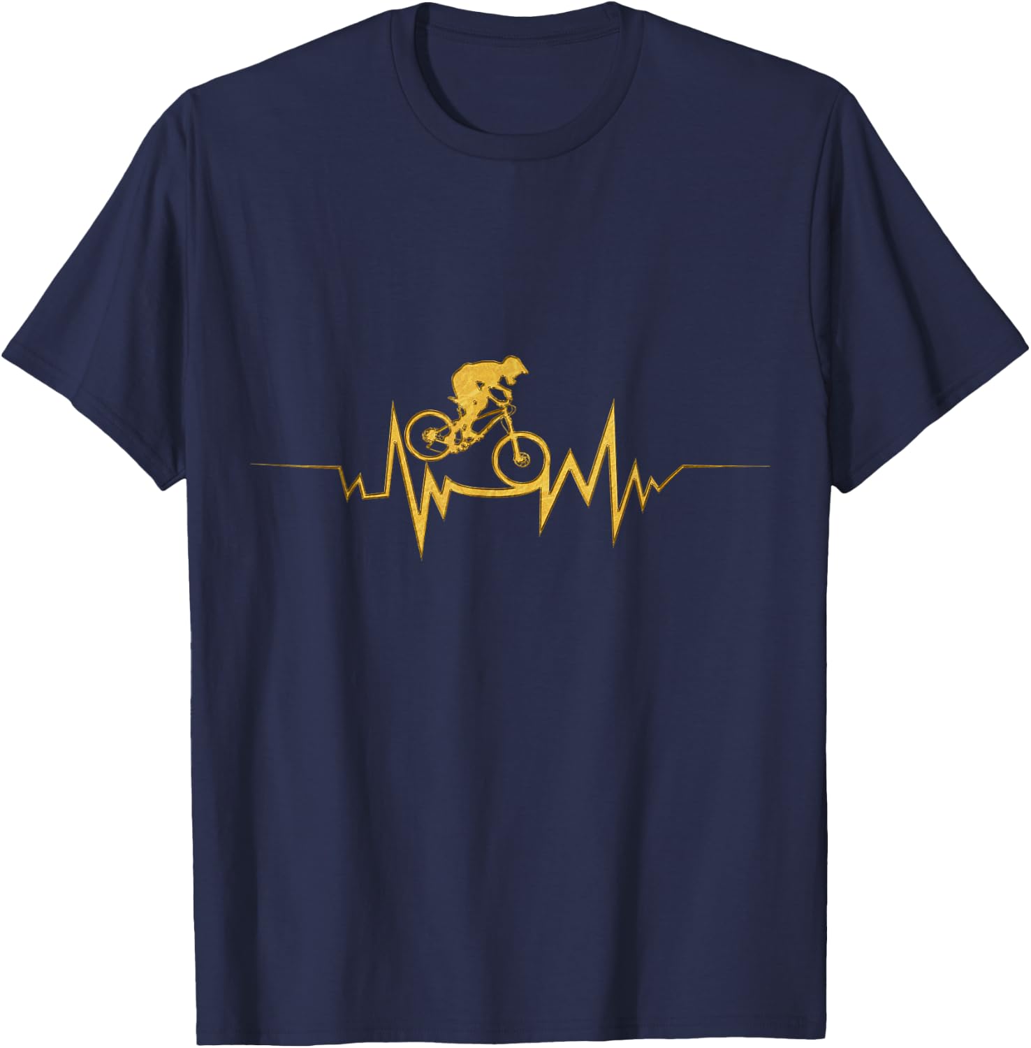 Mountain Bike Heartbeat Cool Quote For Bike fans T-Shirt - T-Shirt | Navy