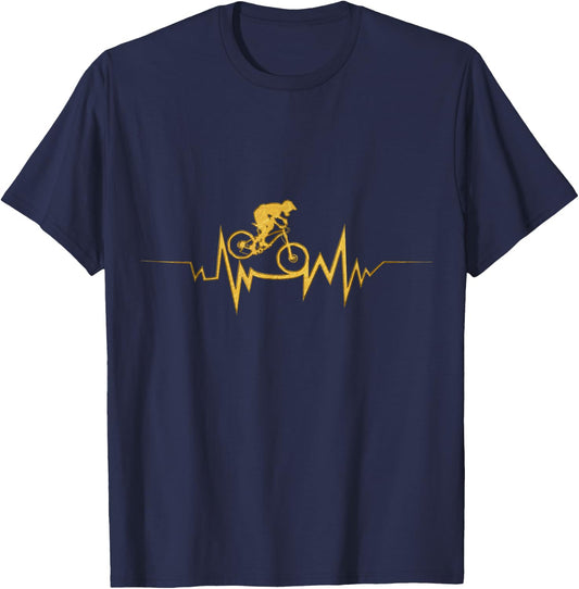 Mountain Bike Heartbeat Cool Quote For Bike fans T-Shirt - T-Shirt | Navy