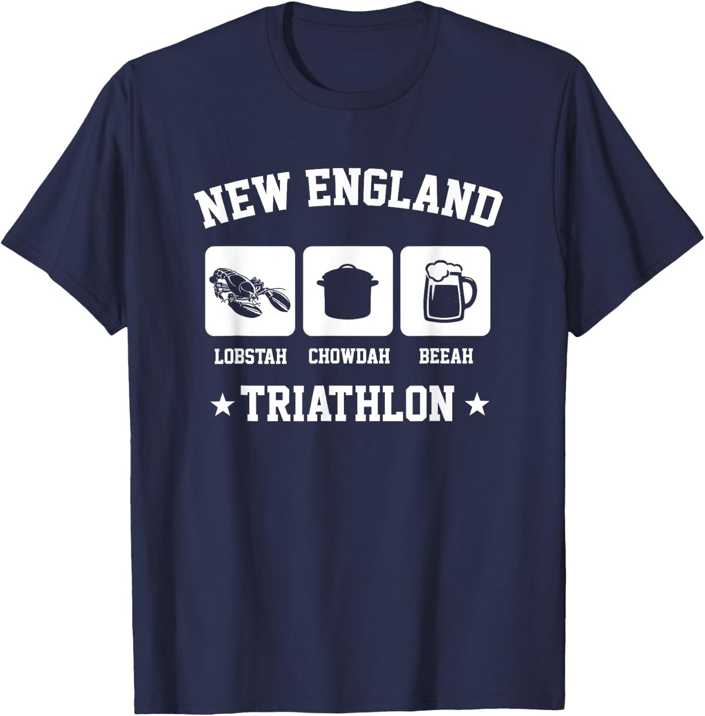 New England Triathlon lobstah chowdah beer T-Shirt - T-Shirt | Navy