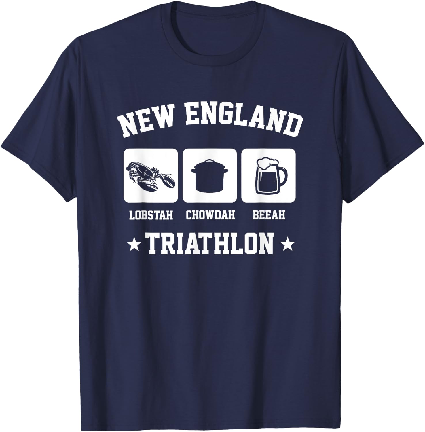 New England Triathlon lobstah chowdah beer T-Shirt - T-Shirt | Navy