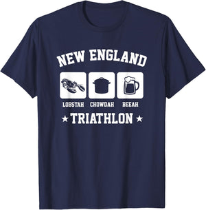 New England Triathlon lobstah chowdah beer T-Shirt - T-Shirt | Navy
