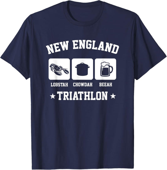 New England Triathlon lobstah chowdah beer T-Shirt - T-Shirt | Navy
