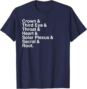 Yoga, Seven Chakras Helvetica Graphic T-Shirt - T-Shirt | Navy
