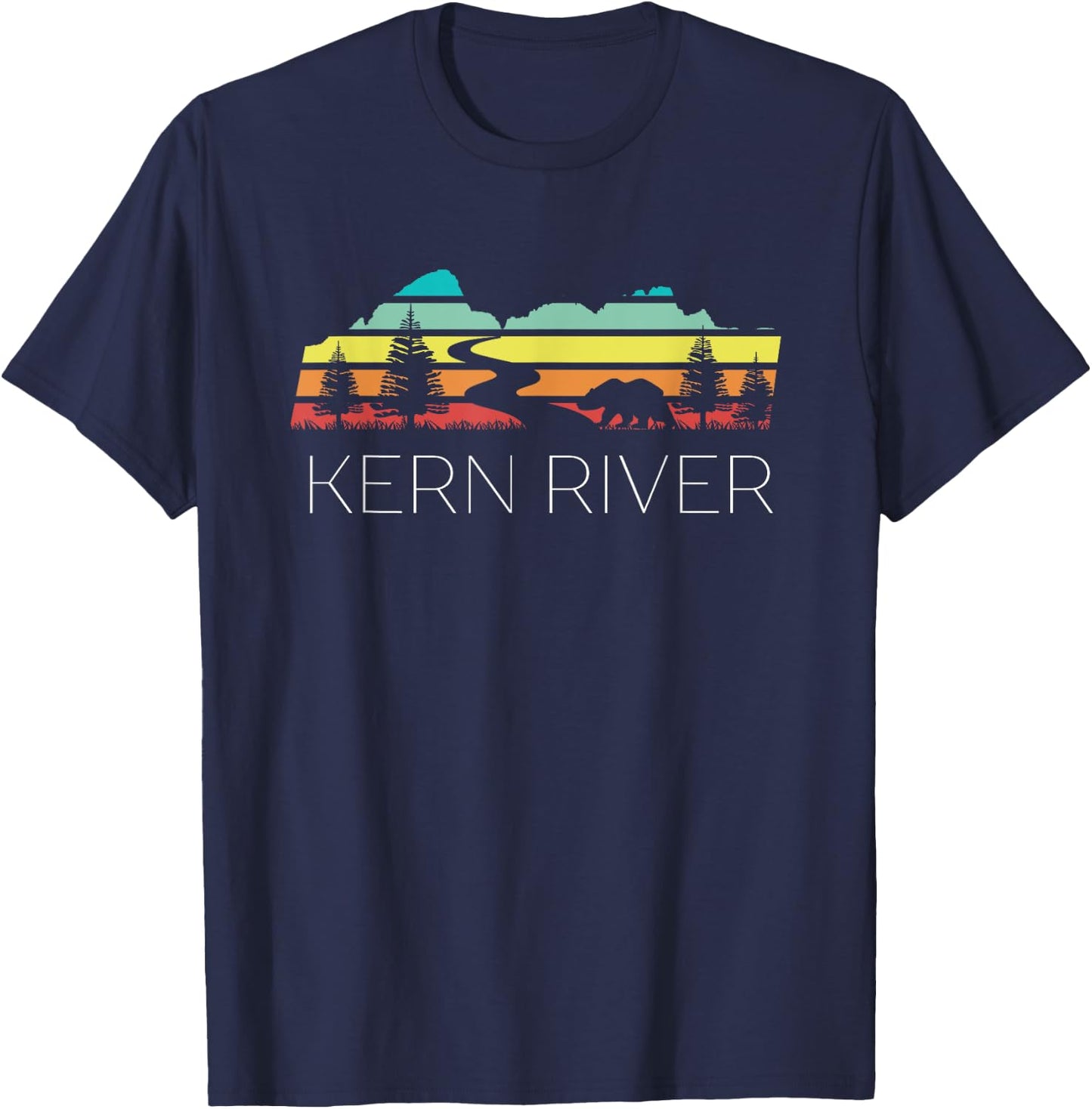 Kern River California Sequoia Forest Kernville Retro Camping T-Shirt - T-Shirt | Navy