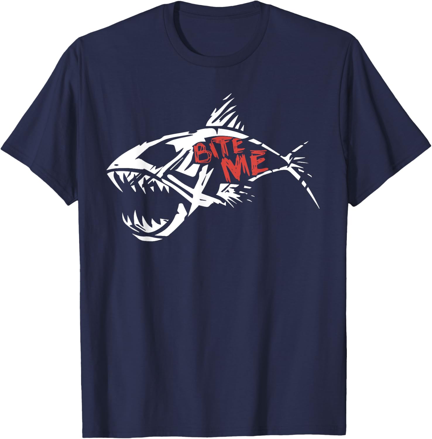 Bite Me Shirt Shark Funny Fishing T-Shirt - T-Shirt | Navy