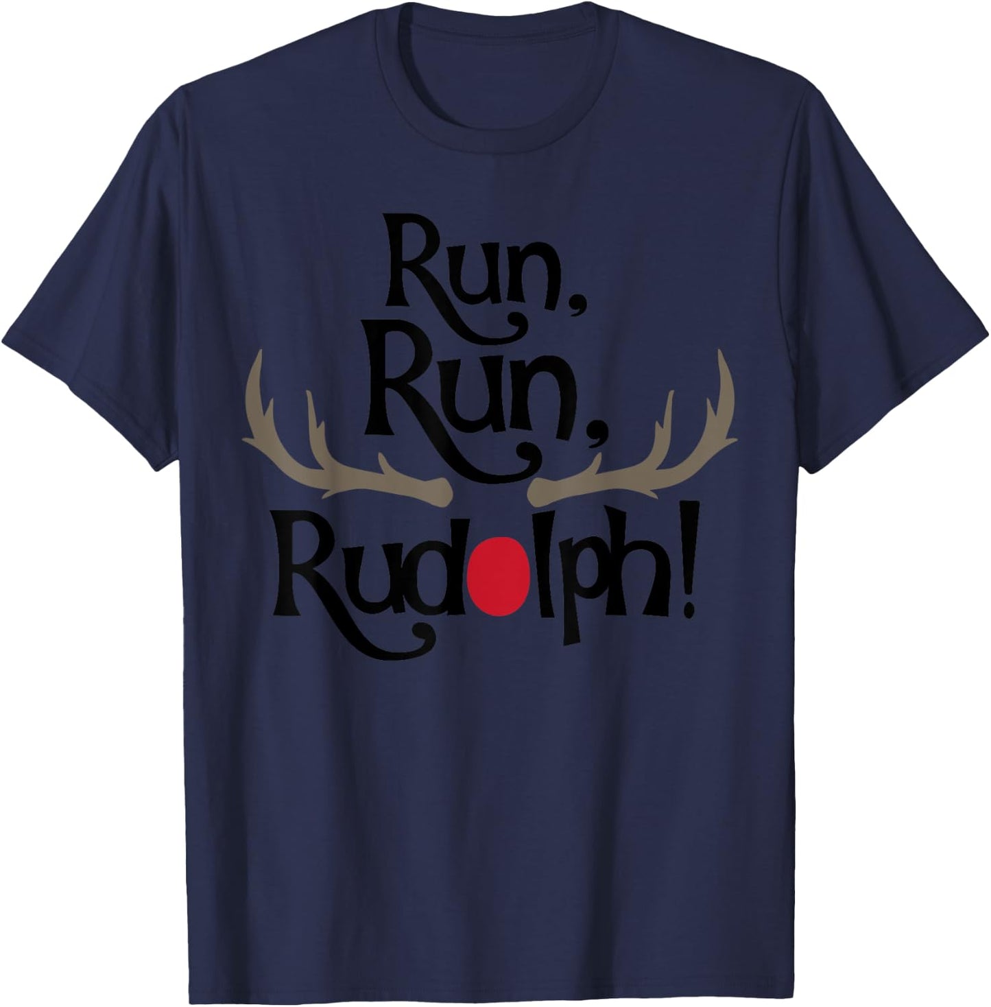 Run Run Rudolph Men Women And Kids Styles T-Shirt - T-Shirt | Navy