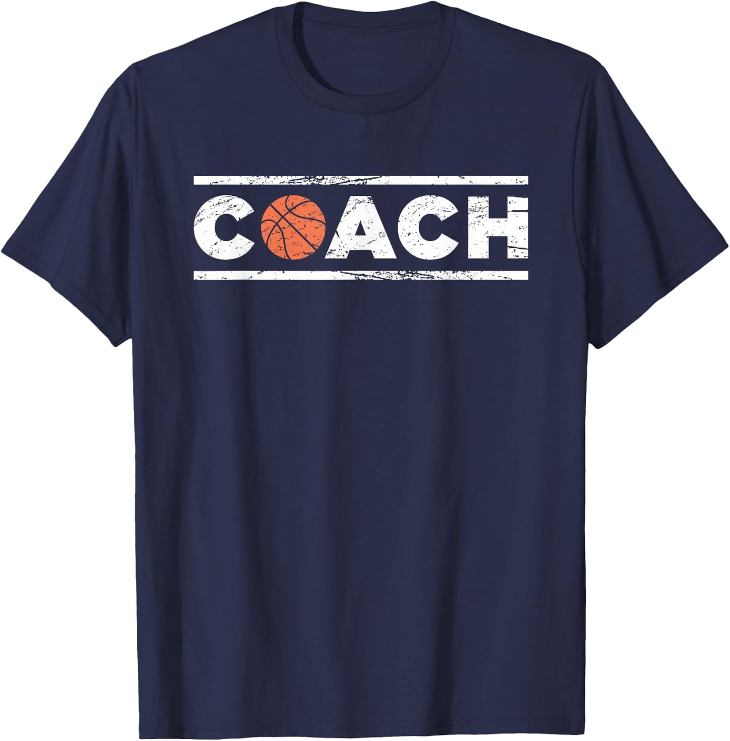 Distressed Basketball Coach T-Shirt - T-Shirt | Navy