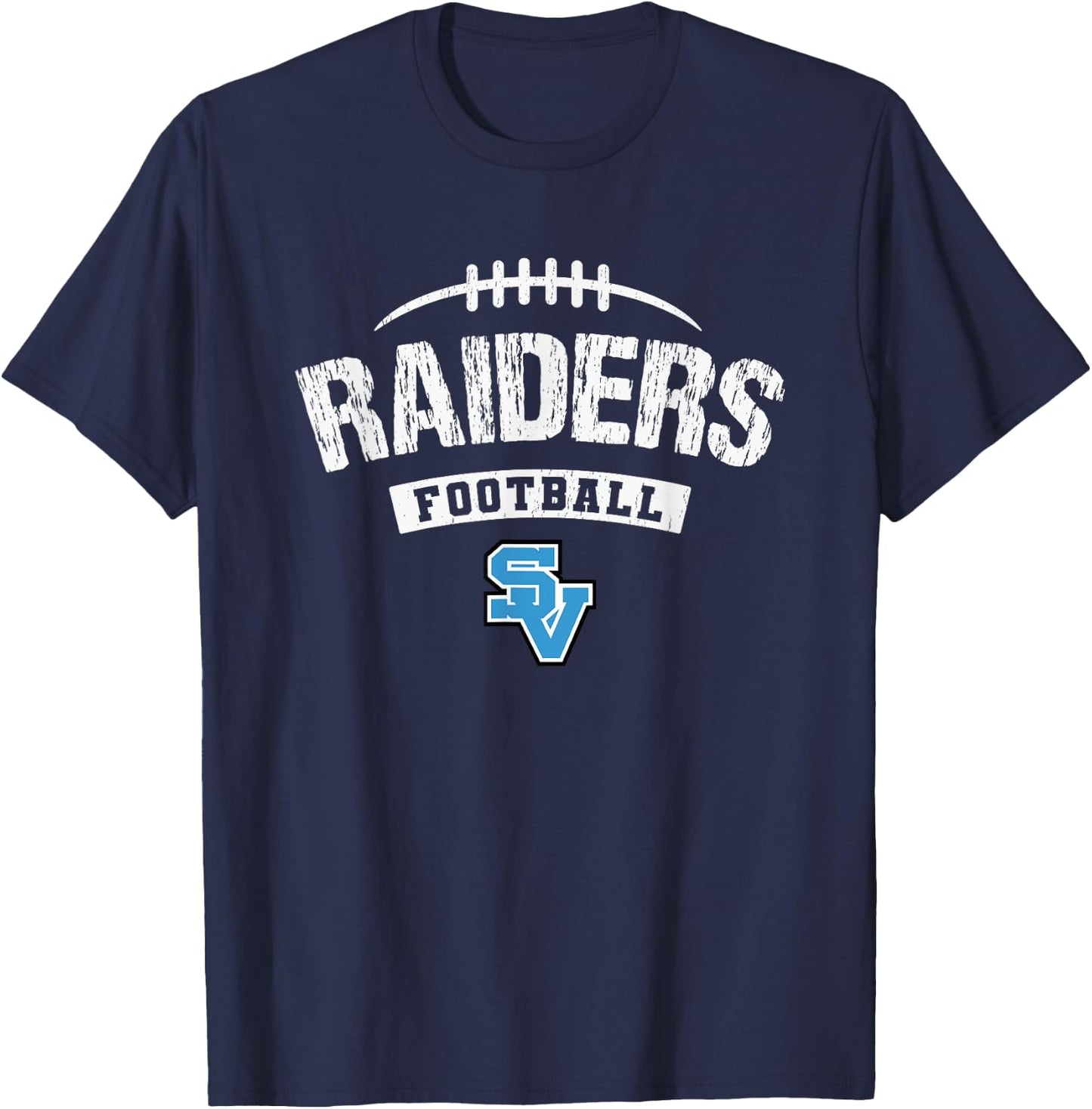 Seneca Valley Raiders Logo Football Distressed HS T-Shirt - T-Shirt | Navy