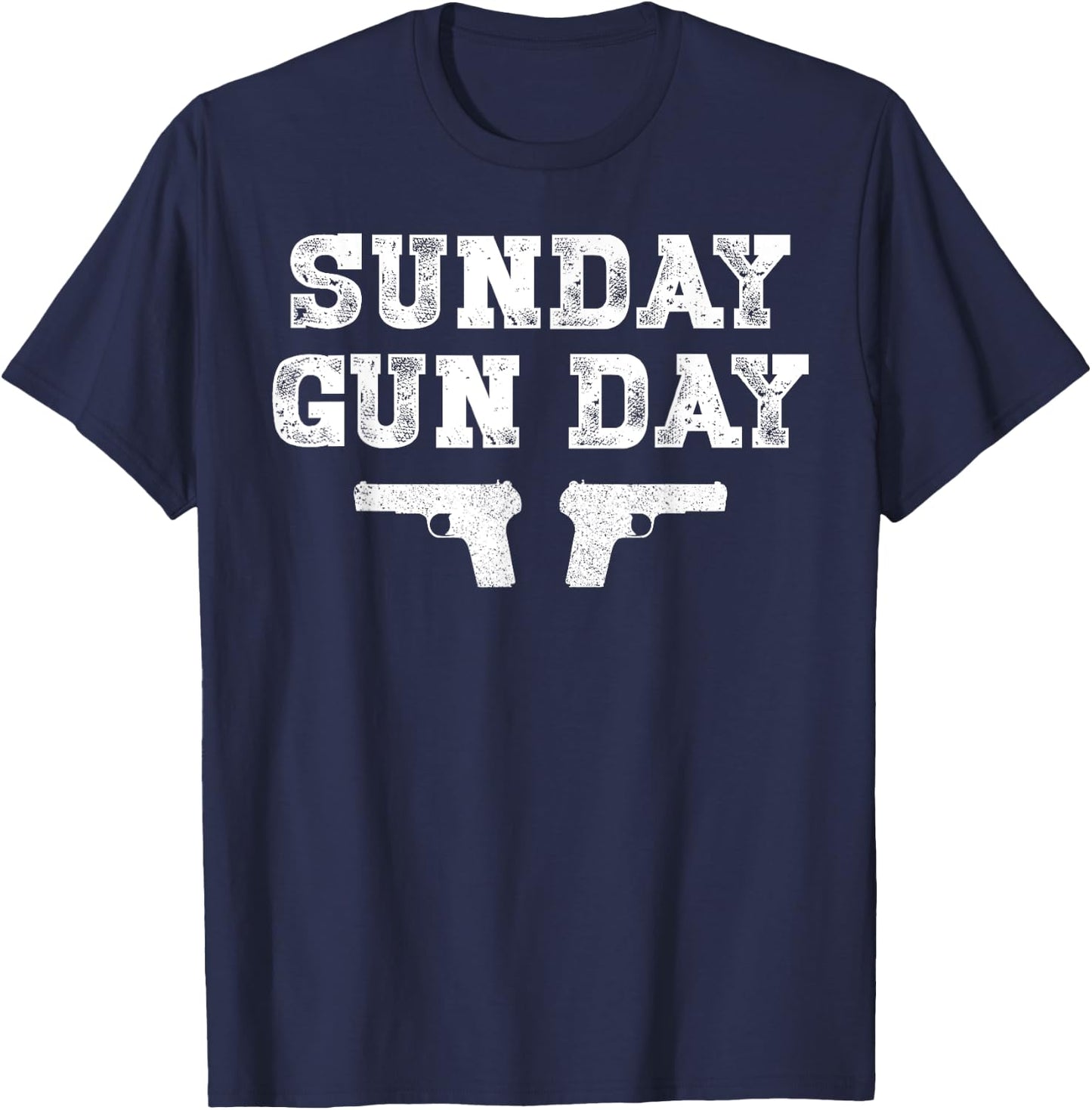 Sunday Gunday Gun Owner Shooting Shirt Funny Gift T-Shirt - T-Shirt | Navy
