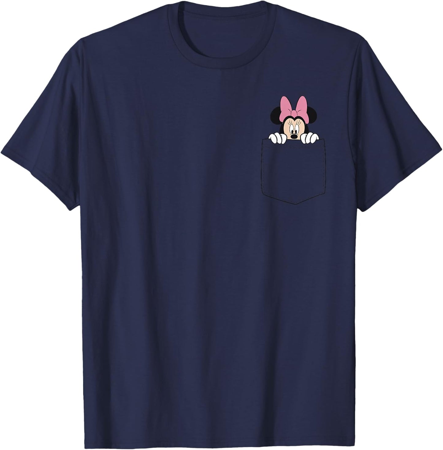 Black Disney Minnie Mouse Classic Fit - , Short Sleeve, Casual Polyester & Cotton T-Shirt - T-Shirt | Navy