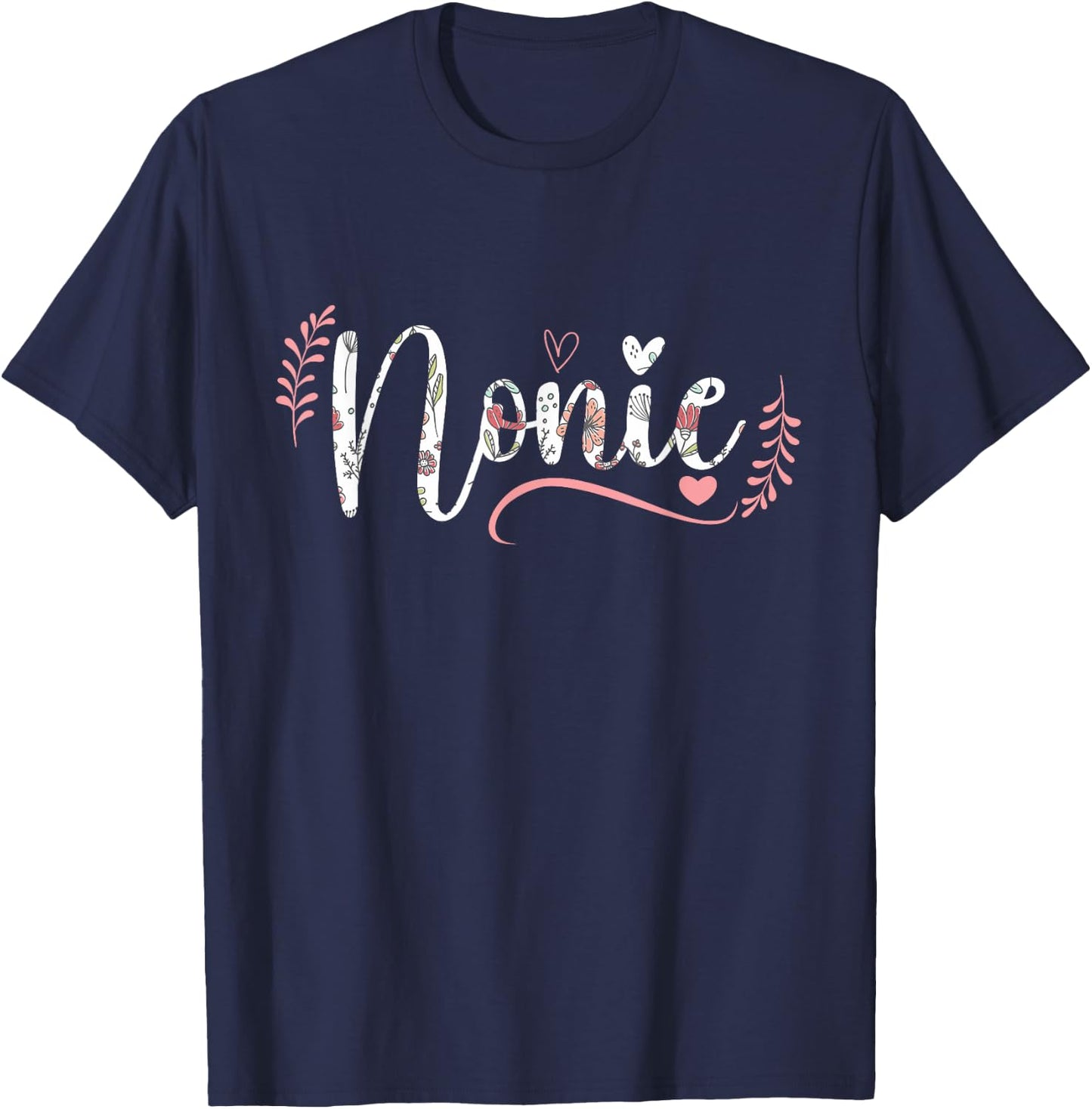 Nonie Floral Grandma Christmas Mother's Day Grandparents T-Shirt - T-Shirt | Navy