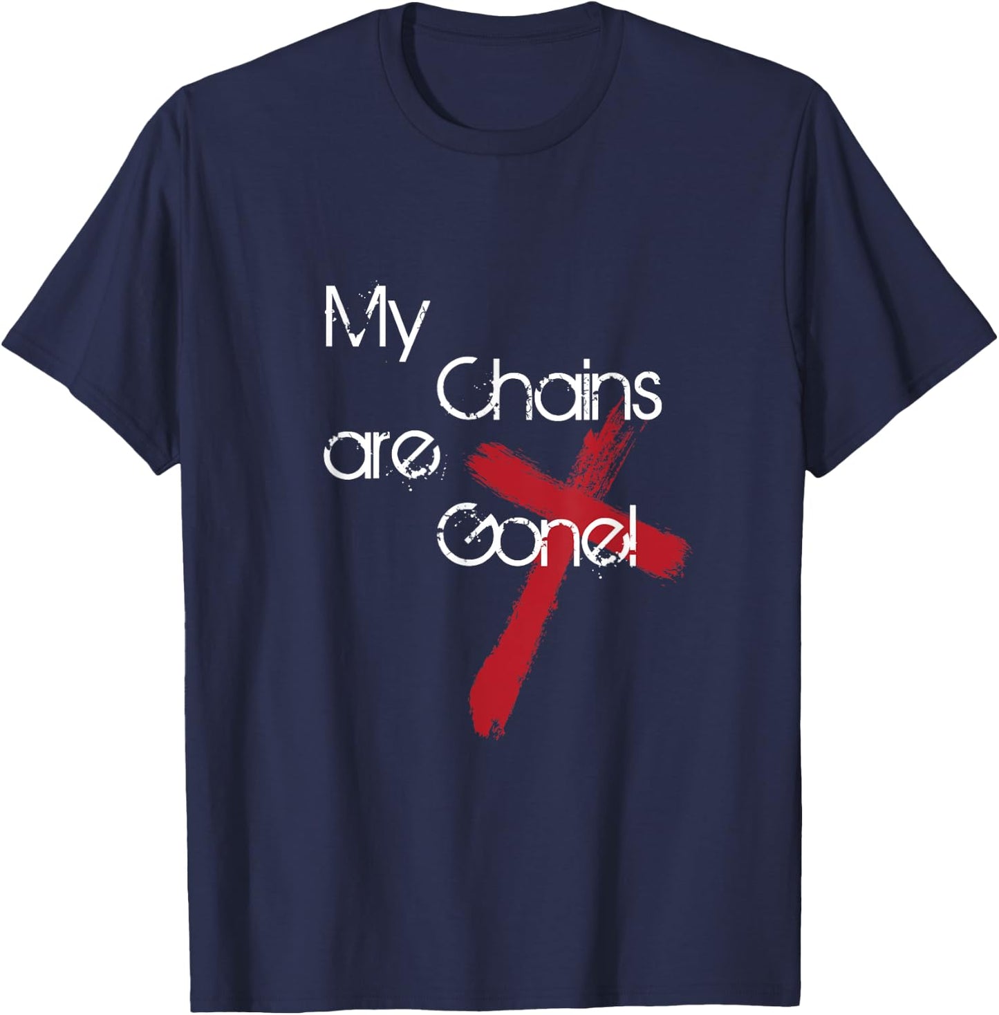 My Chains Are Gone Cross T-Shirt - T-Shirt | Navy