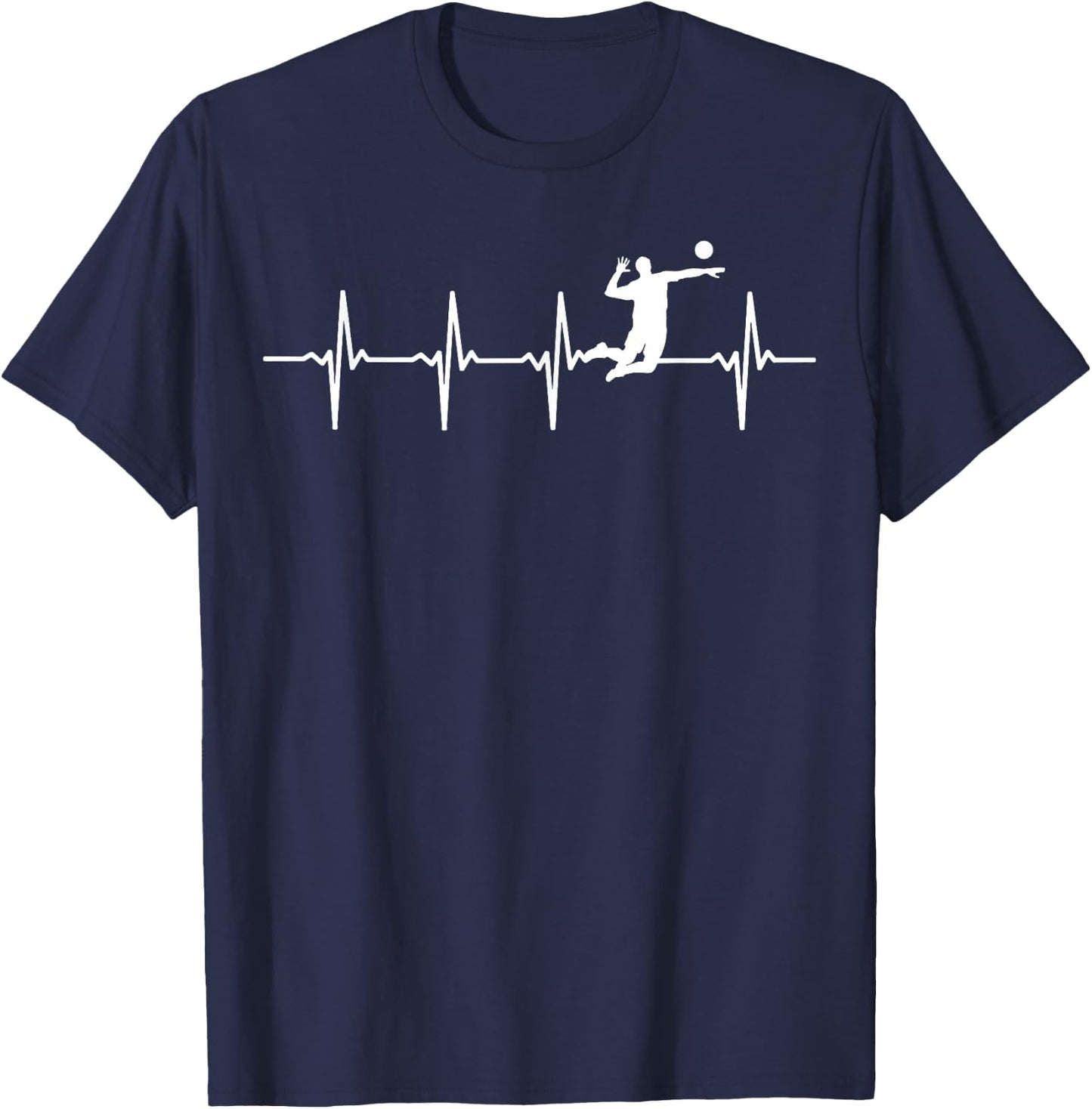 Volleyball Heartbeat - Volleyball Player T-Shirt - T-Shirt | Navy