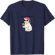 Stylish Cat Asking for Wine in French, Funny Cat & Wine Pun T-Shirt - T-Shirt | Navy