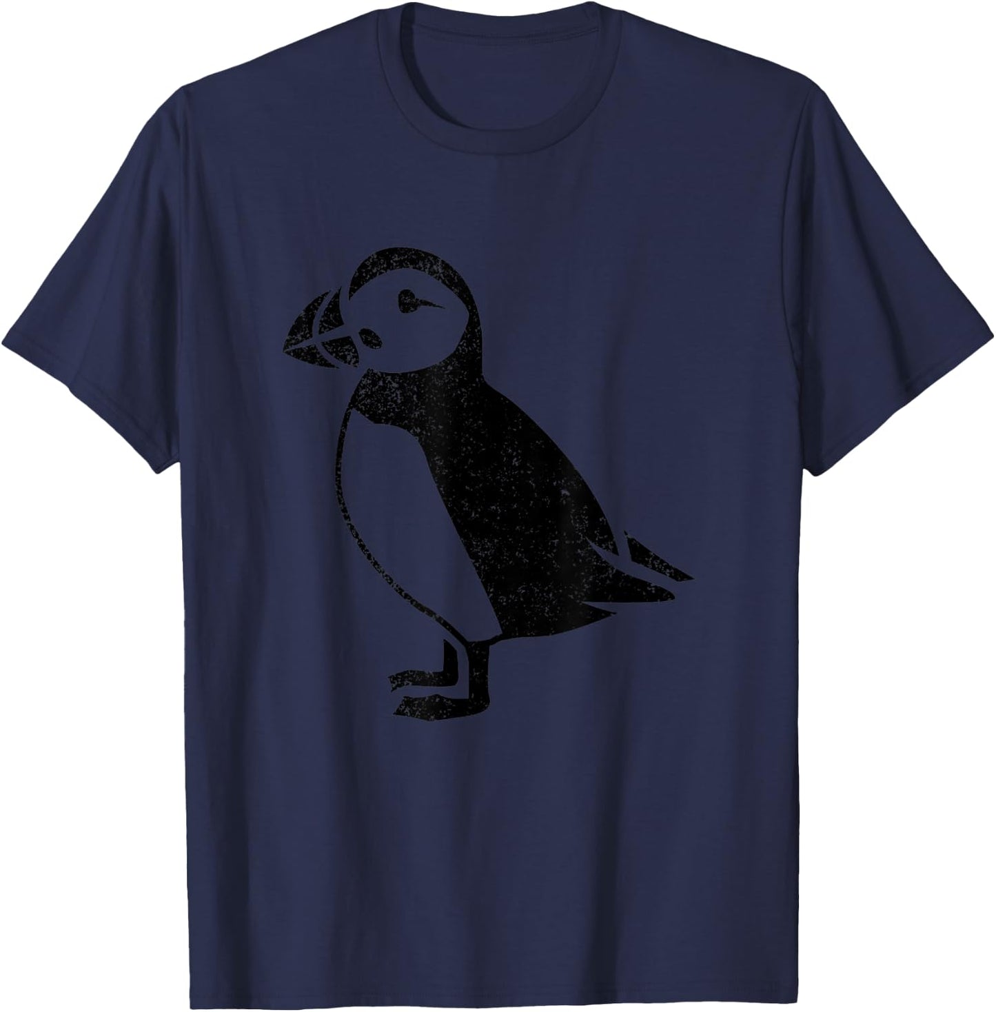 Puffin Iceland Distorted Cute Bird Black Graphic Gift T-Shirt - T-Shirt | Navy