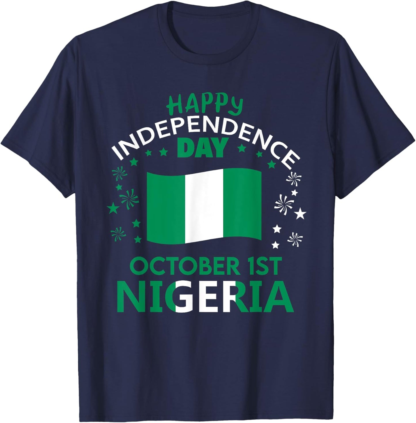 Nigeria 65th Independence Day Nigerian Pride Nigeria Flag T-Shirt - T-Shirt | Navy