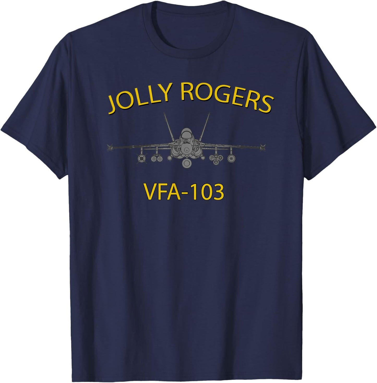 VFA-103 "Jolly Rogers" Squadron F-18 Super Hornet T-Shirt - T-Shirt | Navy