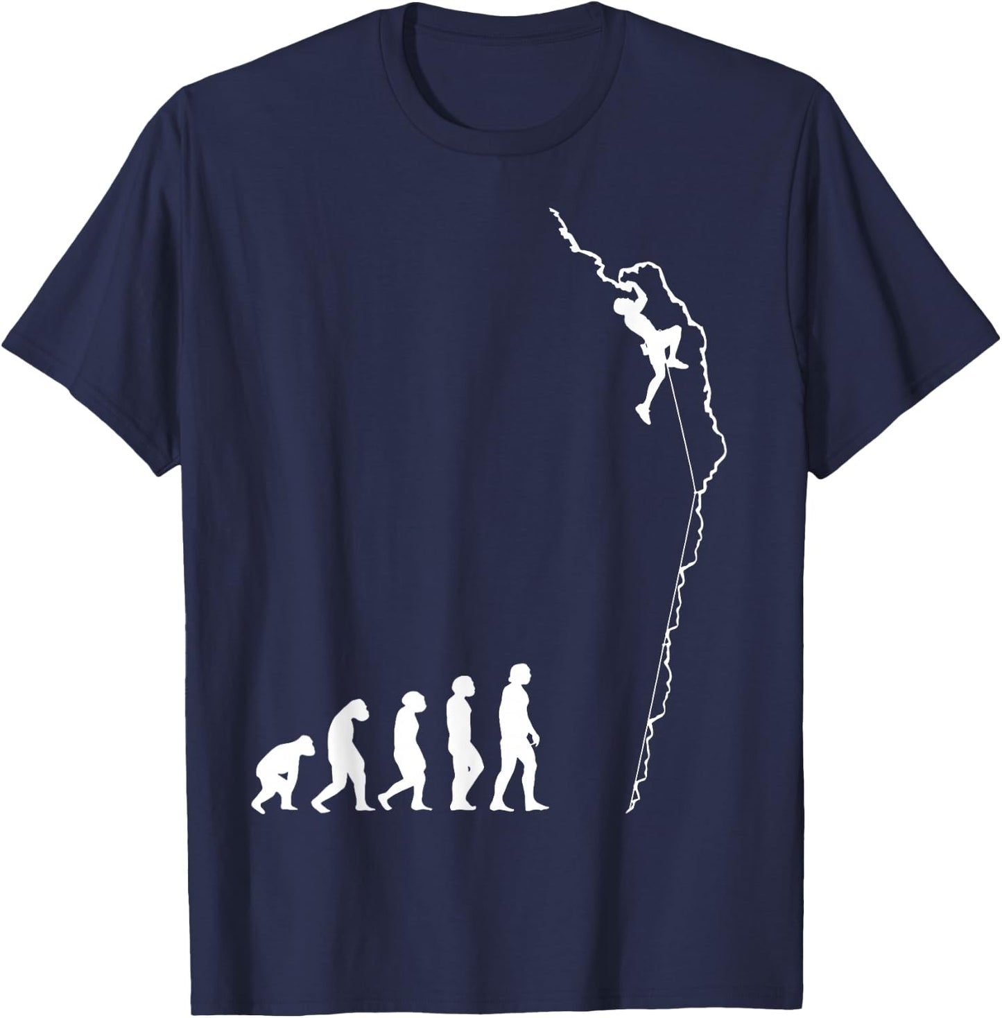 Climbing Evolution - Fun Bouldering Rock Climber T-Shirt - T-Shirt | Navy