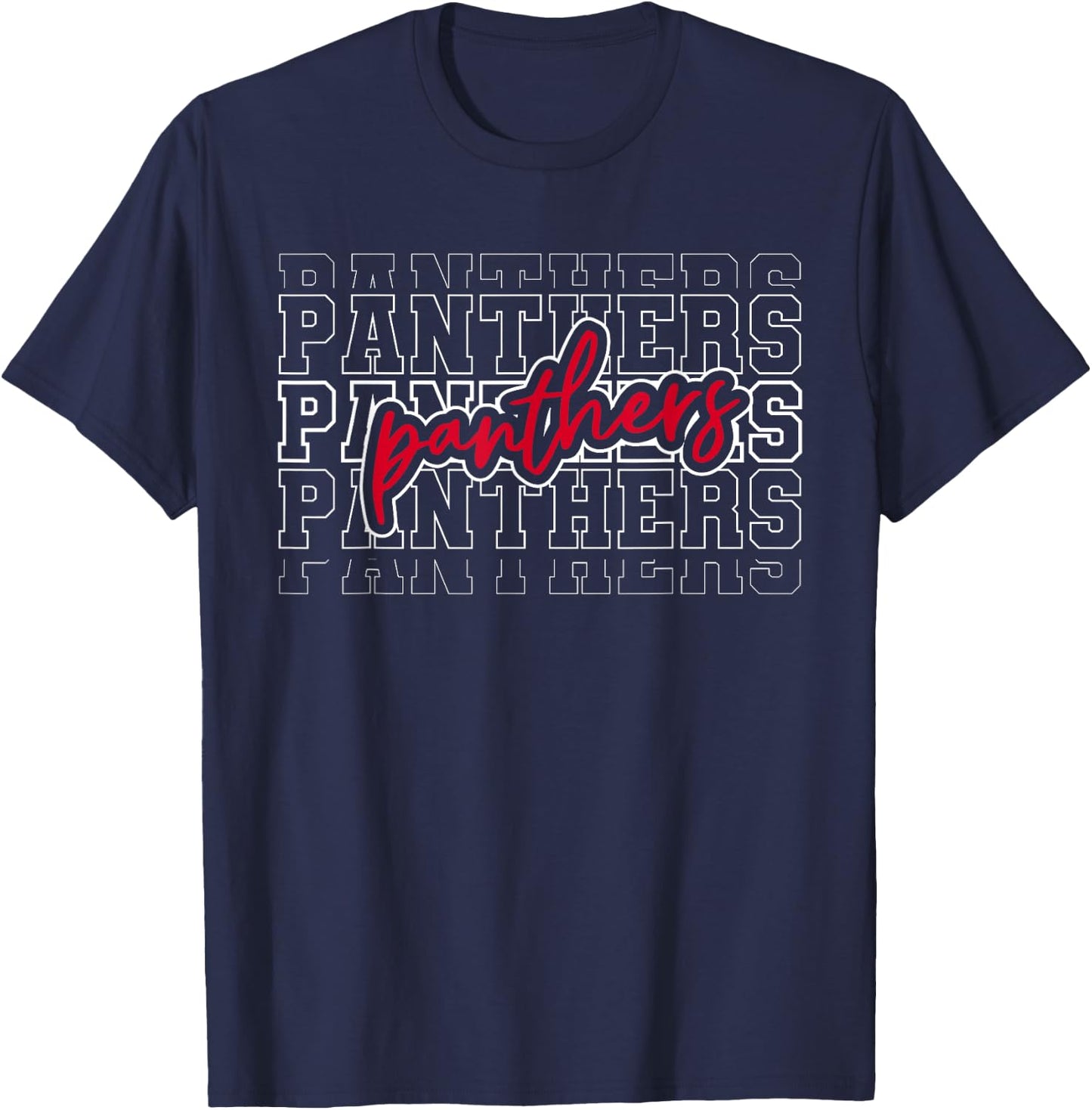 Vintage Panthers School Sports Name Spirit Back To School T-Shirt - T-Shirt | Navy