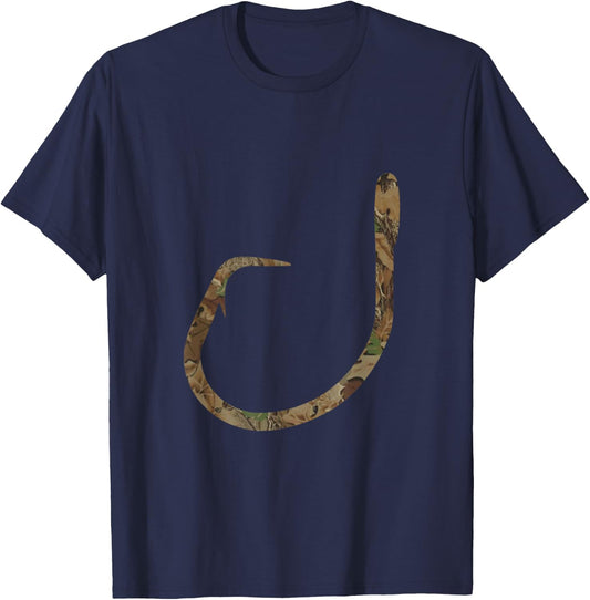 Camo Catfish Circle Hook Fishing Camouflage Fish Fishing T-Shirt - T-Shirt | Navy