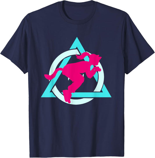 Therian quadrobics sign with jumping girl logo Therianthropy T-Shirt - T-Shirt | Navy