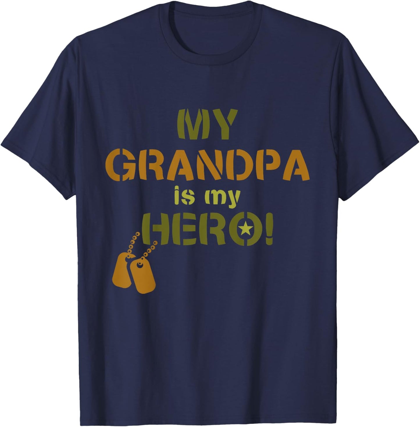 My Grandpa Is My Hero Military Soldier Dog Tags T-Shirt - T-Shirt | Navy
