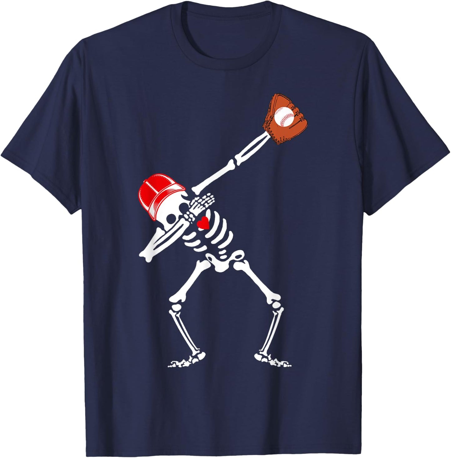 Dabbing Skeleton Baseball Halloween Boys Kids Men Funny T-Shirt - T-Shirt | Navy