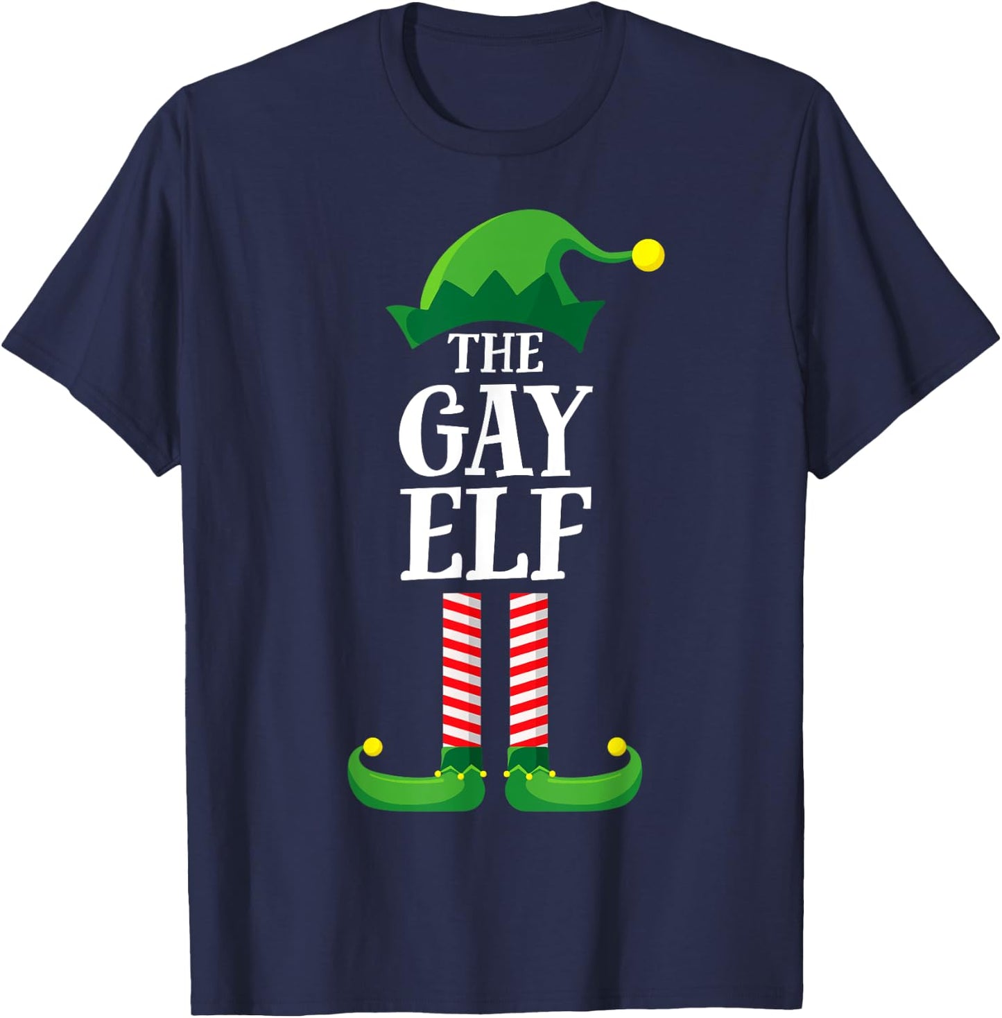 Gay Elf Matching Family Group Christmas Party Pyjamas T-Shirt - T-Shirt | Navy