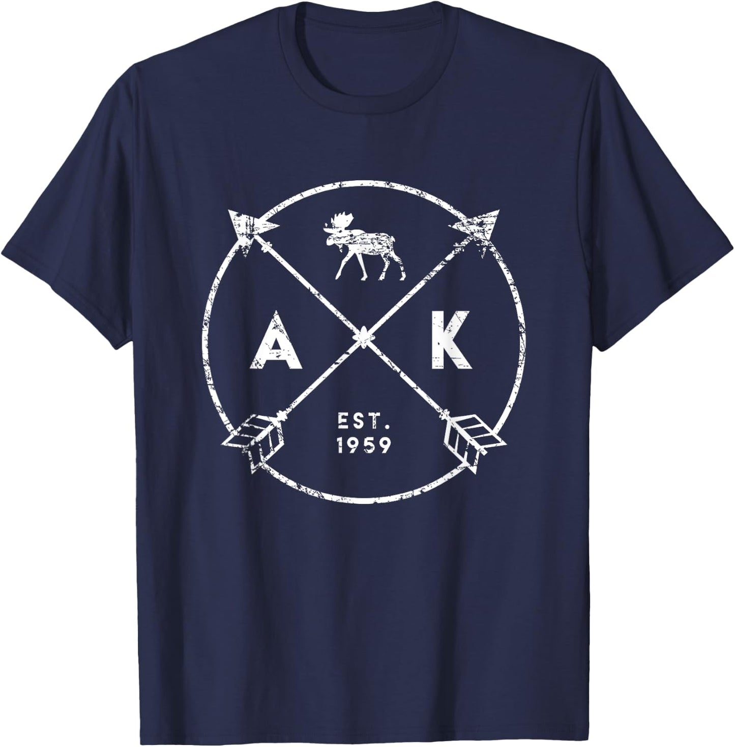 Alaska Adventure Shirt, Est 1959 Moose Arrows Tribal State T-Shirt - T-Shirt | Navy