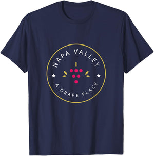 Napa Valley - A Grape Place - Wine Country Souvenir T-Shirt - T-Shirt | Navy
