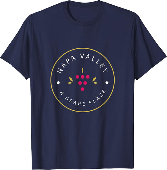 Napa Valley - A Grape Place - Wine Country Souvenir T-Shirt - T-Shirt | Navy