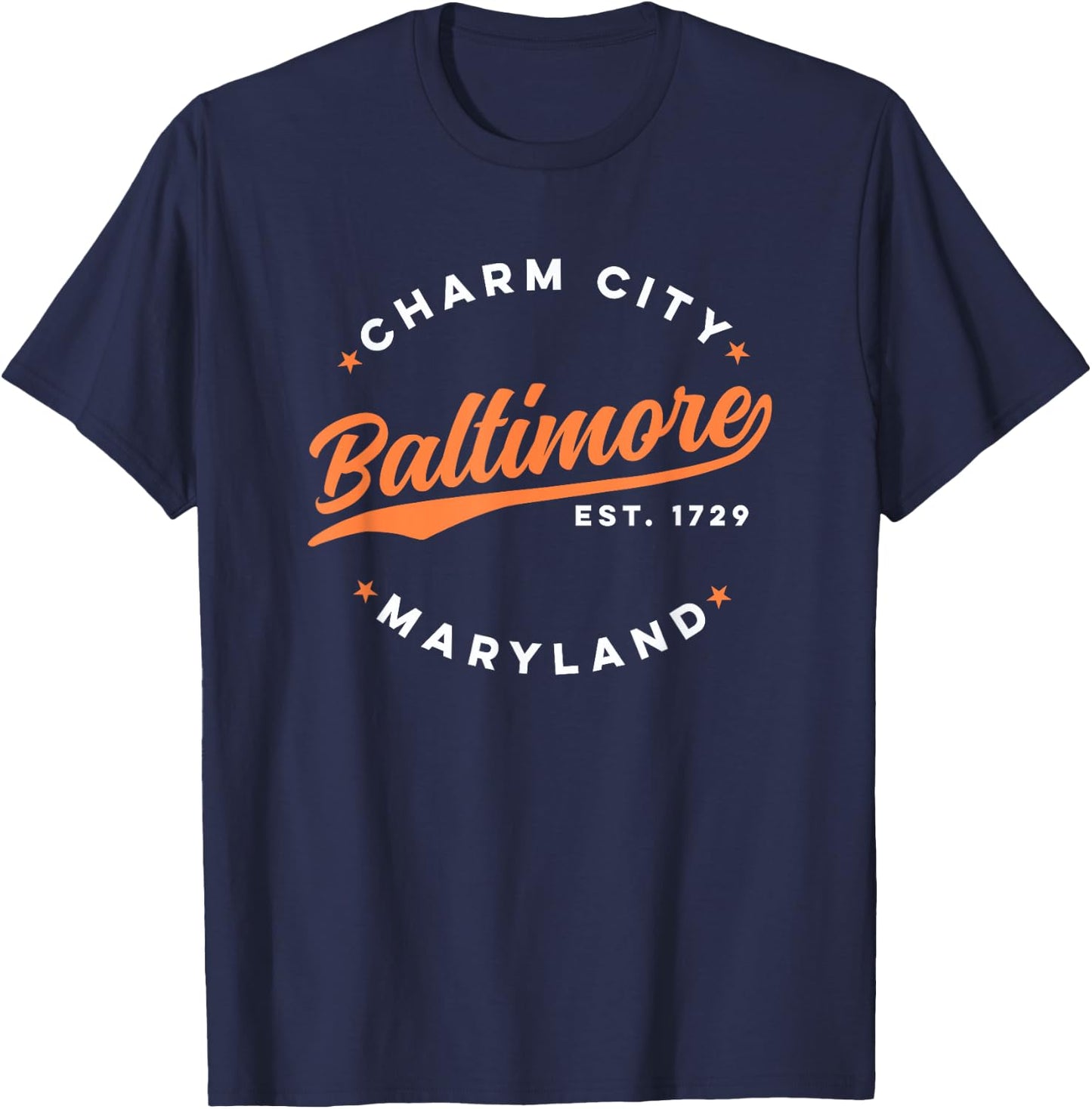 Vintage Baltimore Charm City Maryland Red White Text T-Shirt - T-Shirt | Navy