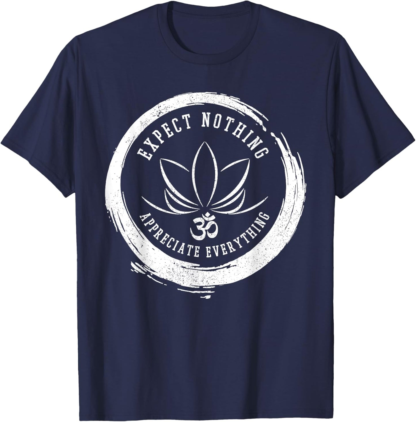 Buddhism Saying Lotus Flower Om Symbol Yoga Gift T-Shirt - T-Shirt | Navy