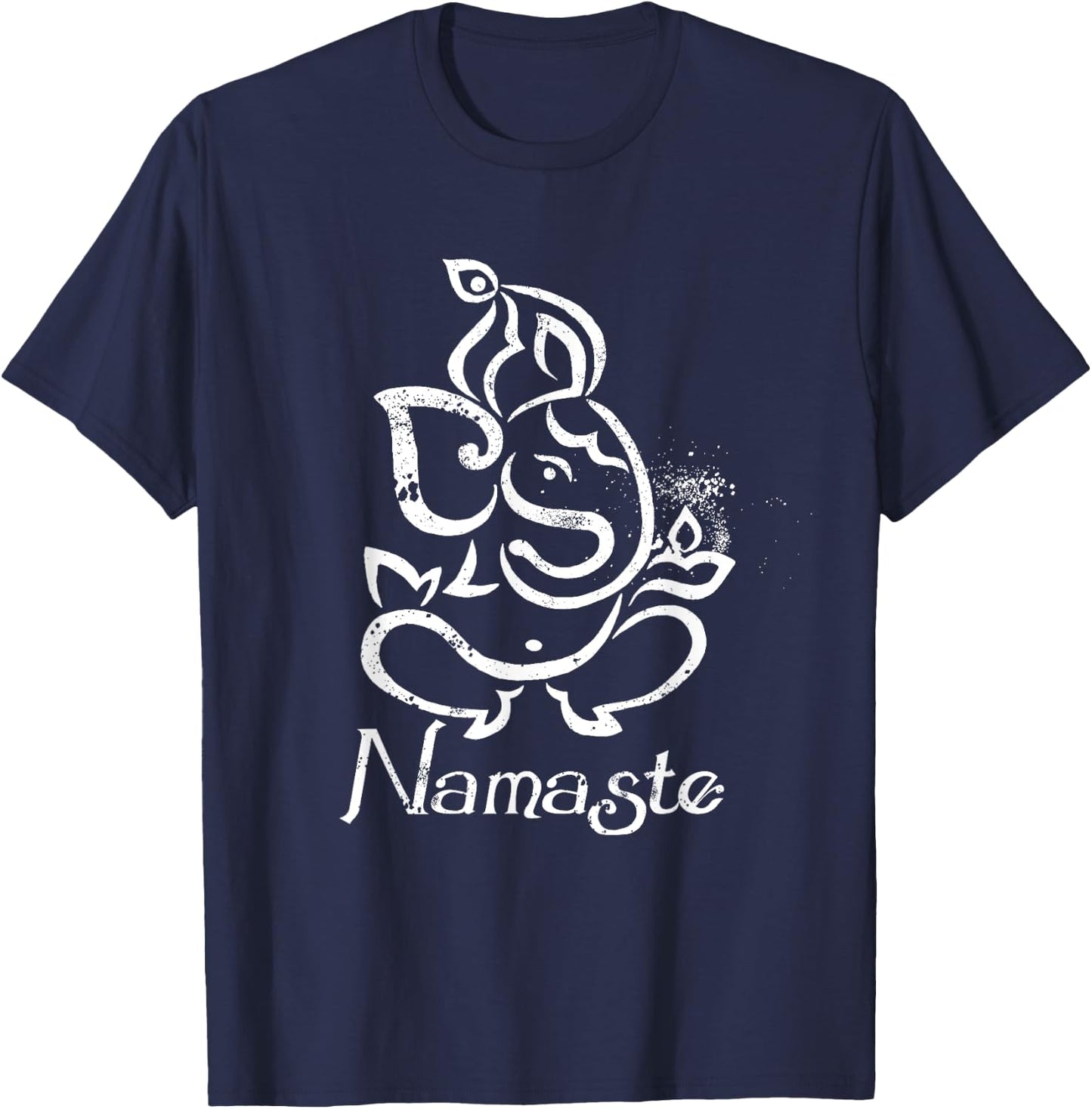 Namaste Ganesh Yoga with Vintage Indian Elephant Design T-Shirt - T-Shirt | Navy
