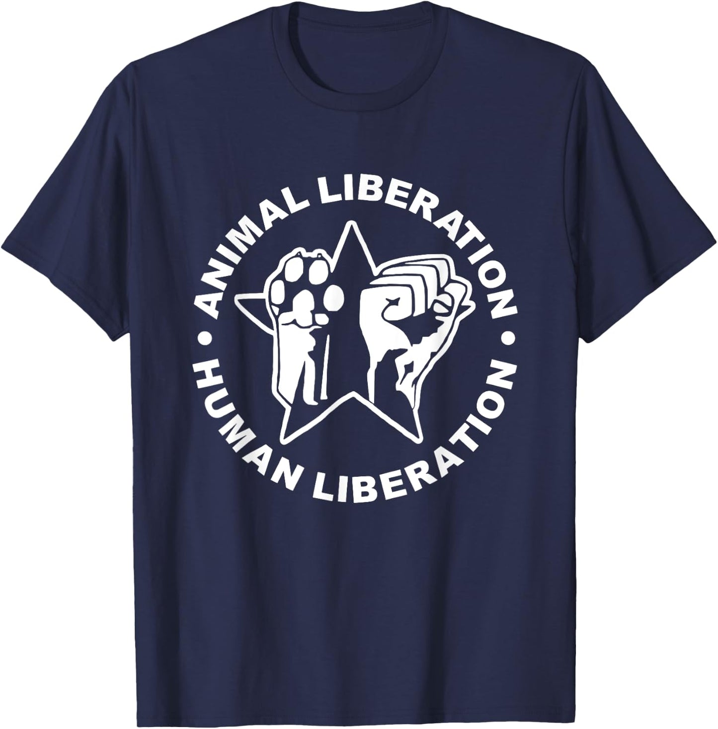 Animal Liberation Human Liberation Animal Rights T-Shirt - T-Shirt | Navy