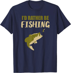 I'd Rather Be Fishing Shirt - Funny Fishing Shirt T-Shirt - T-Shirt | Navy