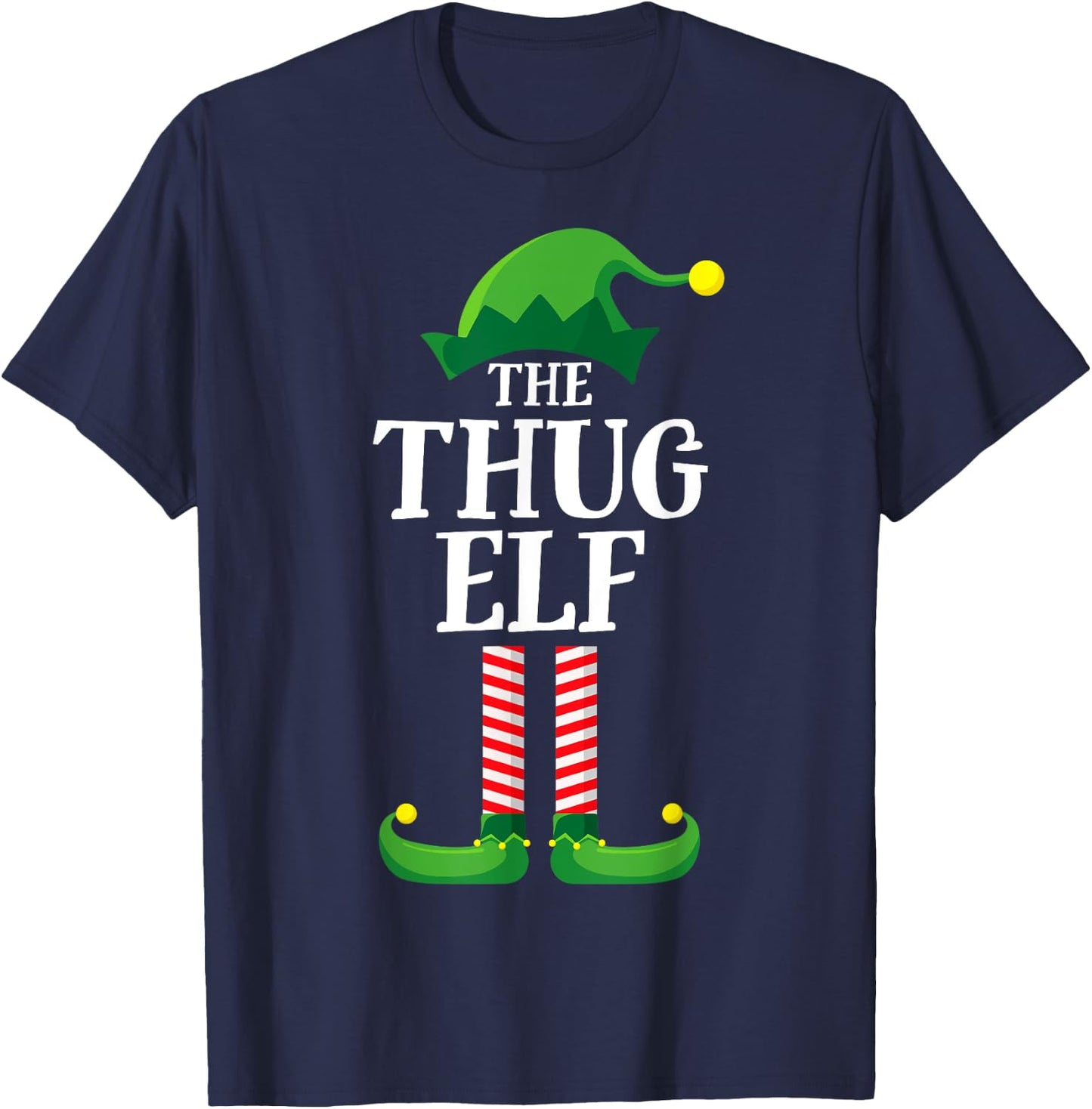 Thug Elf Matching Family Group Christmas Party Pyjamas T-Shirt - T-Shirt | Navy