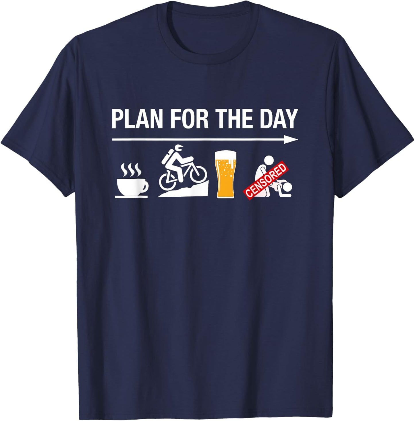 Funny Biking Adult Humour Coffee Mountain Bike Beer Cycling T-Shirt - T-Shirt | Navy