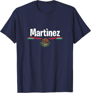 Mexico Flag T Shirt Spanish Day of Birth Name Martinez T-Shirt - T-Shirt | Navy