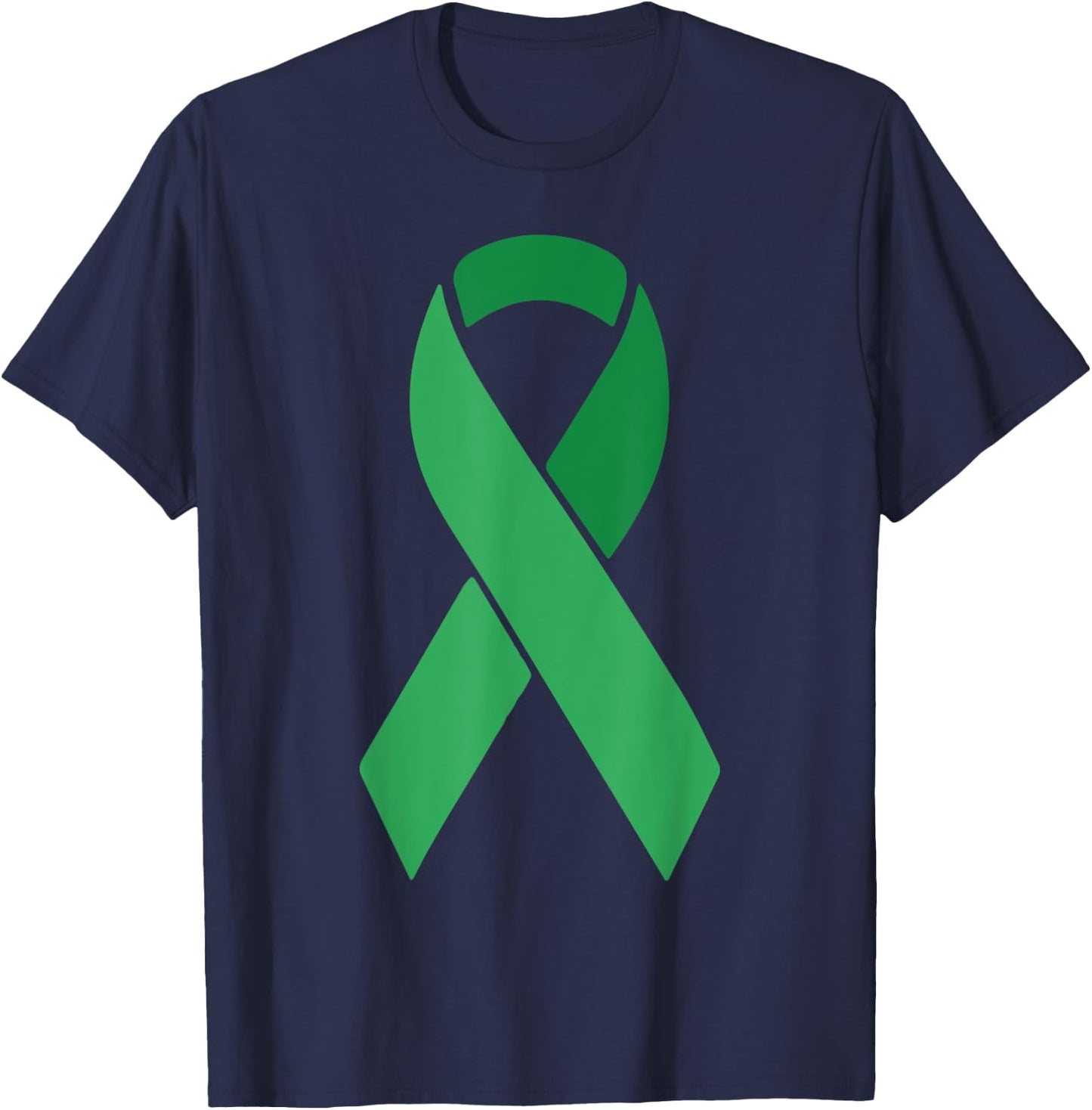 Green Ribbon Scoliosis Mental Health Awareness T-Shirt - T-Shirt | Navy