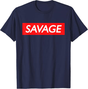 Savage Shirt Red Background Lit Shirt T-Shirt - T-Shirt | Navy