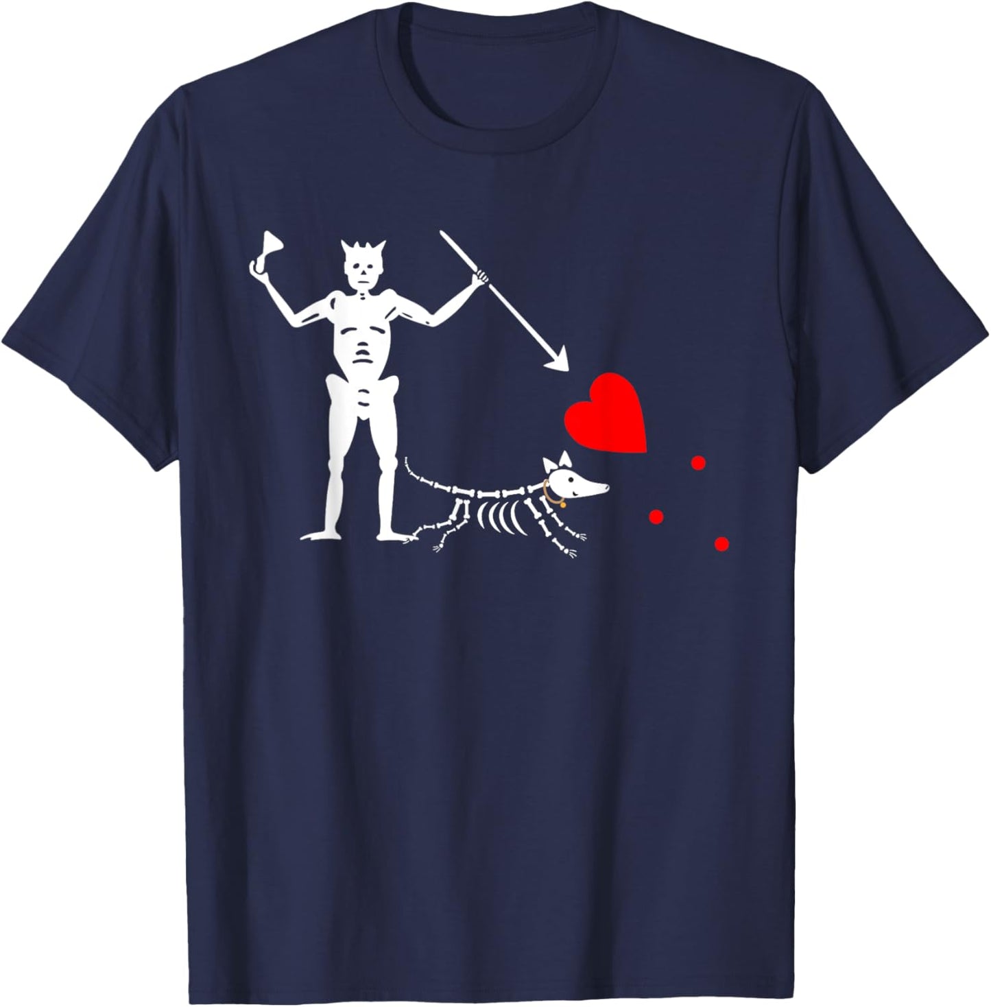 Blackbeard Pirate Flag Skeleton Art Pirate Dog Graphic T-Shirt - T-Shirt | Navy