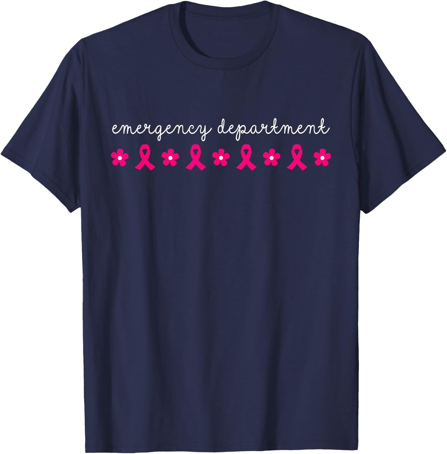 Emergency Department Emergency Room Nurse Breast Cancer T-Shirt - T-Shirt | Navy
