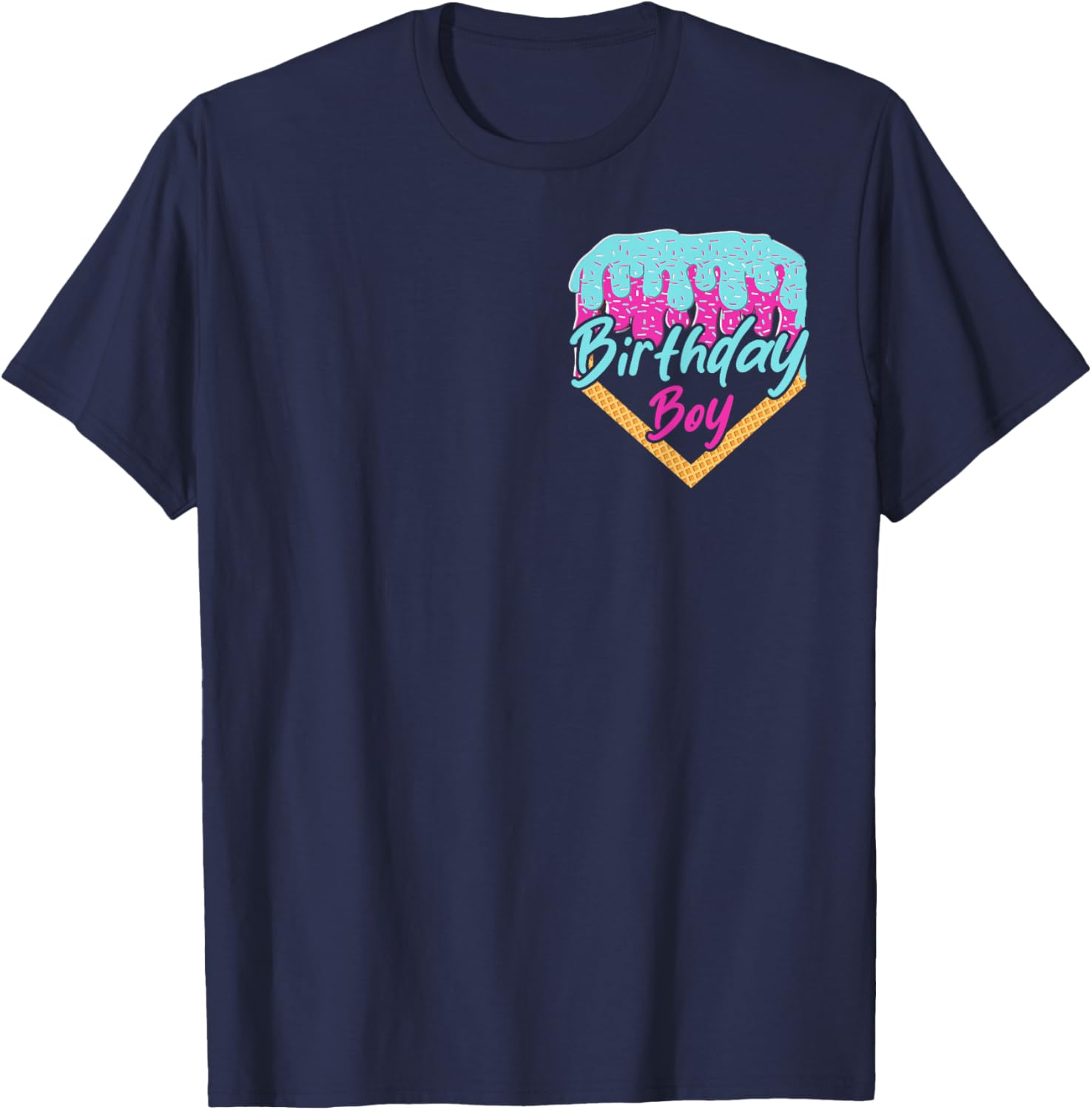 Baseball 3 Year Old Ice Cream Drip 3rd Birthday Boy Number 3 T-Shirt - T-Shirt | Navy