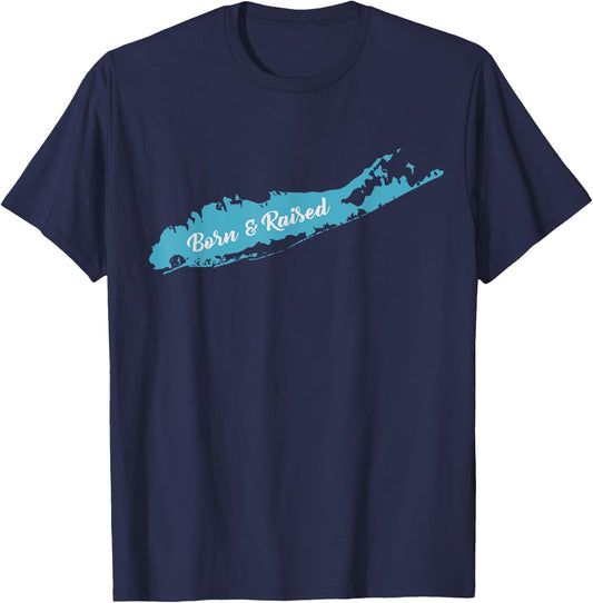 Born and Raised Long Island NY T Shirt T-Shirt - T-Shirt | Navy